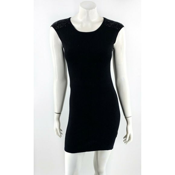 Express Dresses & Skirts - Express Sweater Dress Small Black Bodycon Studded